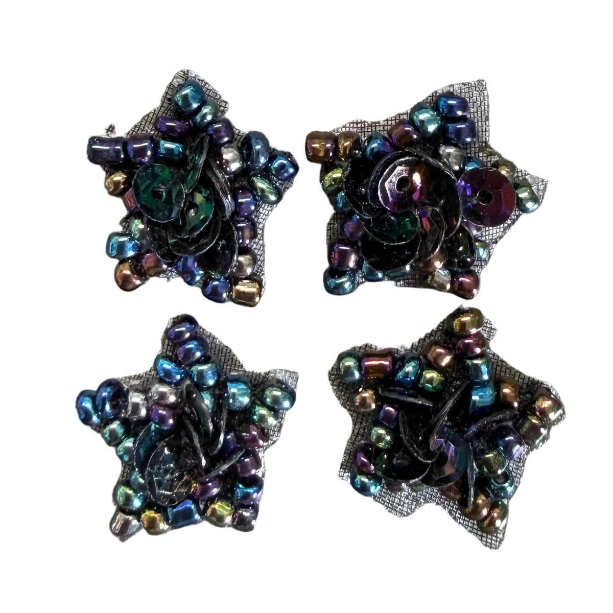 Estrellas, Juego de Cuatro, Lentejuelas y Cuentas de 1,5 cm, a Elegir Color