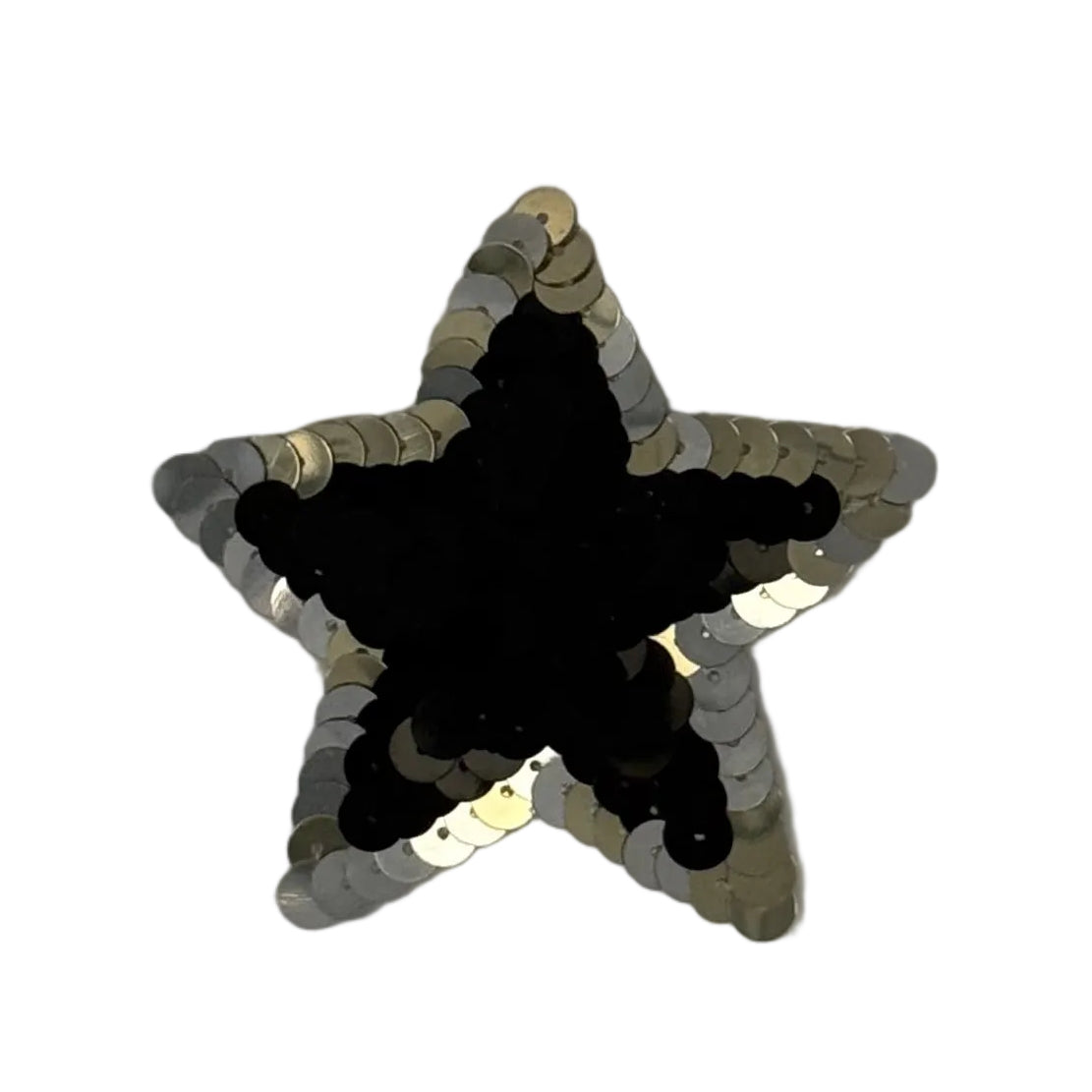 Estrella con lentejuelas negras y plateadas de 7,6 cm x 7,6 cm