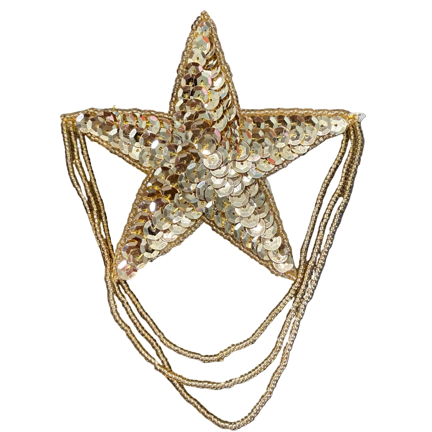 Estrella con cuentas/lentejuelas doradas 3.5"An x 6.5"L
