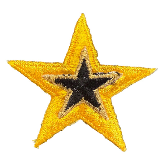 Star Golden Yellow, Black and Gold Embroidered Iron-on 2.5"