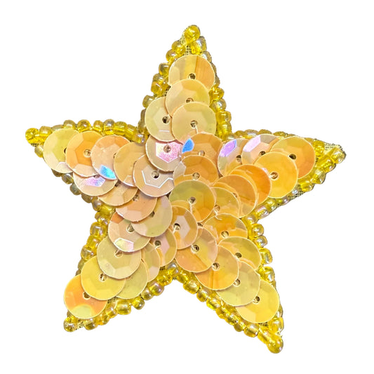 Estrella con Lentejuelas Beige y Cuentas Amarillas en 3 variantes