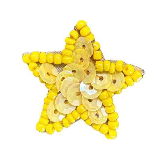 Star Appliqué - Iridescent Yellow Sequins - Glass Beads 1.25"