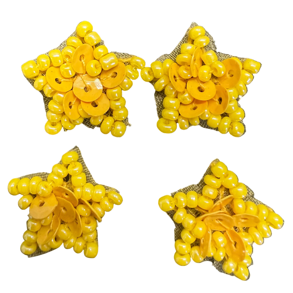 Estrellas, Juego de Cuatro, Lentejuelas y Cuentas de 1,5 cm, a Elegir Color
