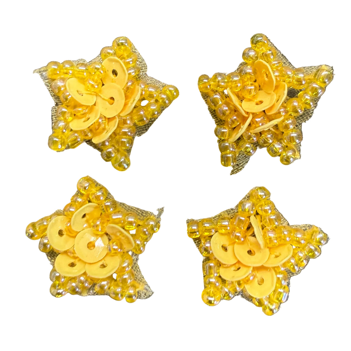 Estrellas, Juego de Cuatro, Lentejuelas y Cuentas de 1,5 cm, a Elegir Color