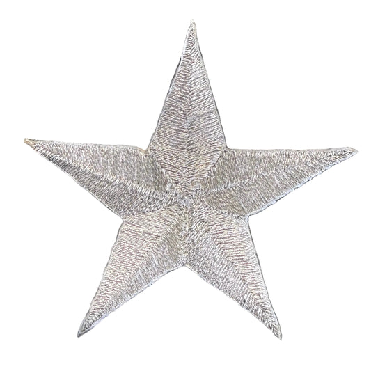 Star Silver Embroidered Iron-on 2"