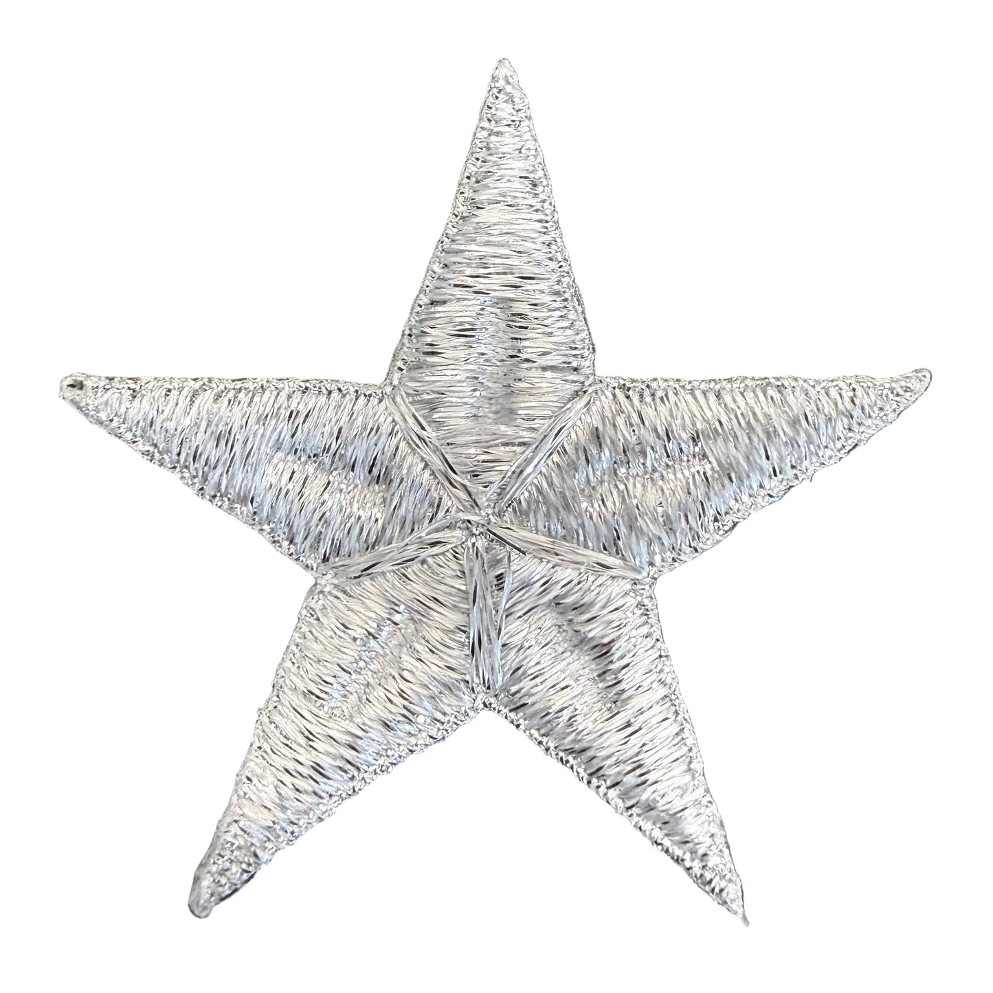 Star Silver Embroidered Patch 2.5"