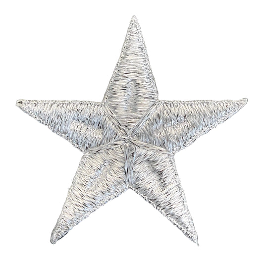 Star Silver Embroidered Patch 2.5"