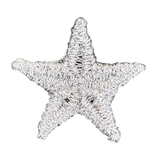 Star Silver Embroidered Patch 1.25"