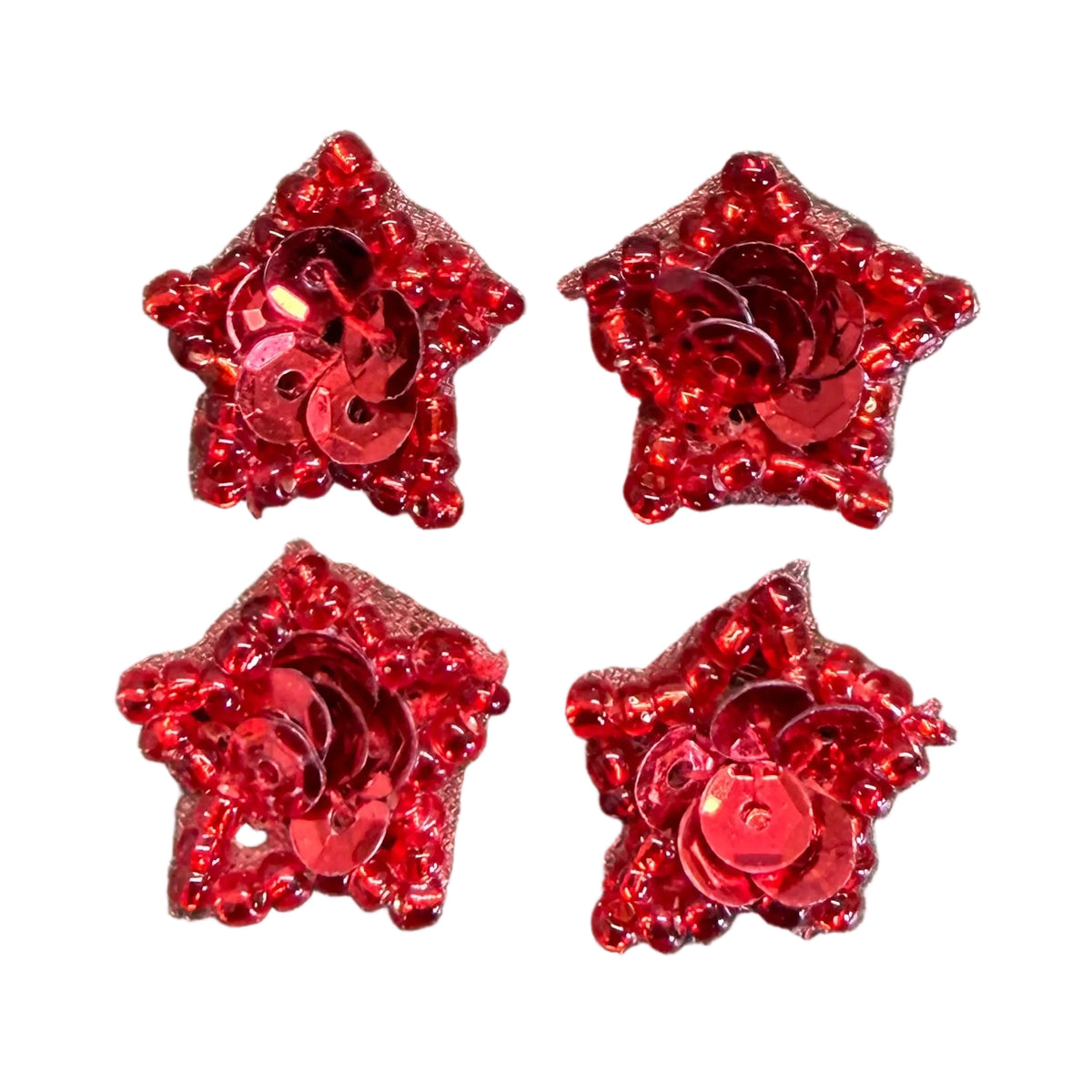 Estrellas, Juego de Cuatro, Lentejuelas y Cuentas de 1,5 cm, a Elegir Color
