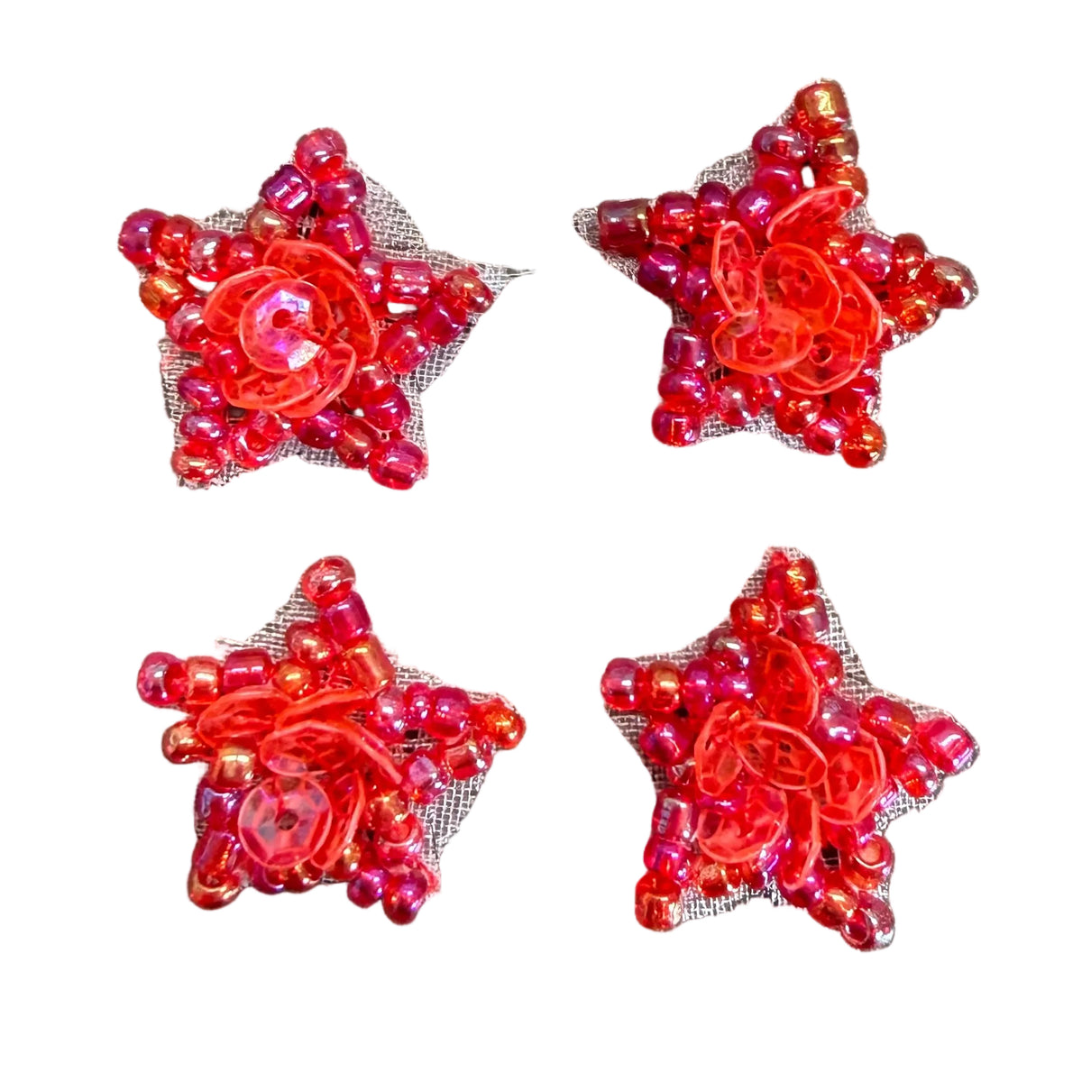 Estrellas, Juego de Cuatro, Lentejuelas y Cuentas de 1,5 cm, a Elegir Color