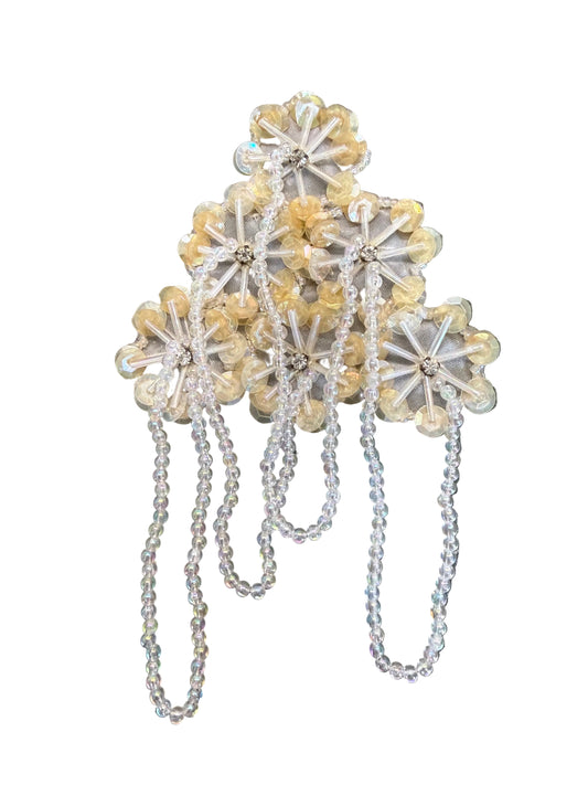 Charretera Lentejuelas Iridiscentes Beige - Cuentas Iridiscentes - Diamantes de Imitación 15 cm x 10 cm