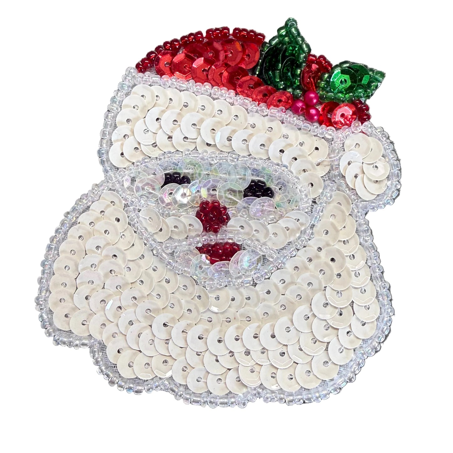 Santa Claus Sequin & Bead Appliqué 2.75"