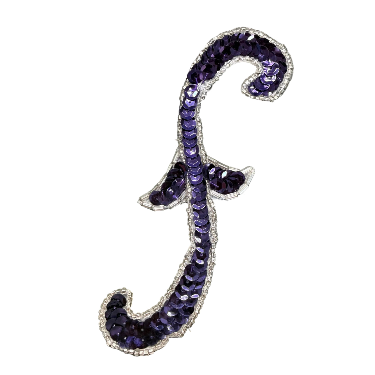 Designer Motif Scroll - Dark Purple Sequins - Silver Beads 5.5" x 2"