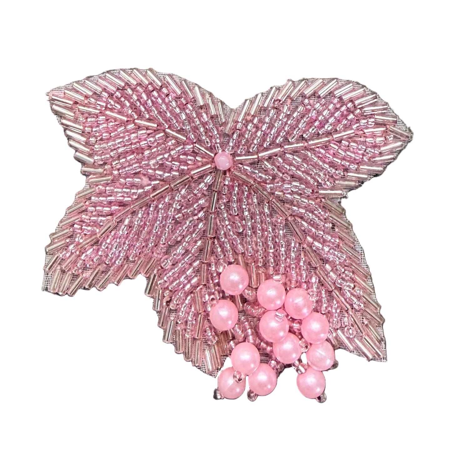 Hombrera de hoja con cuentas rosas de 2.5" x 3"