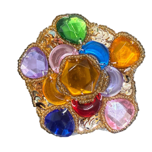3" Multicolor Gemstone Beaded Sequin Appliqué