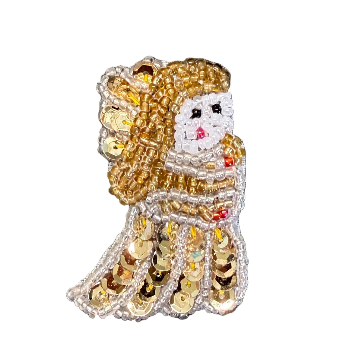 Angel Appliqué -  Gold Sequins - Glass Beads 2" X 1.5"