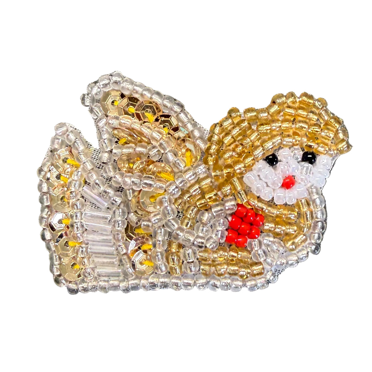 Ángel Volando con Lentejuelas Doradas y Cuentas de 5.08 cm x 3.81 cm