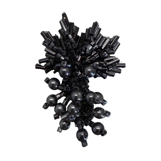 Black Beaded Leaf Cluster Appliqué 2" x 1.5"