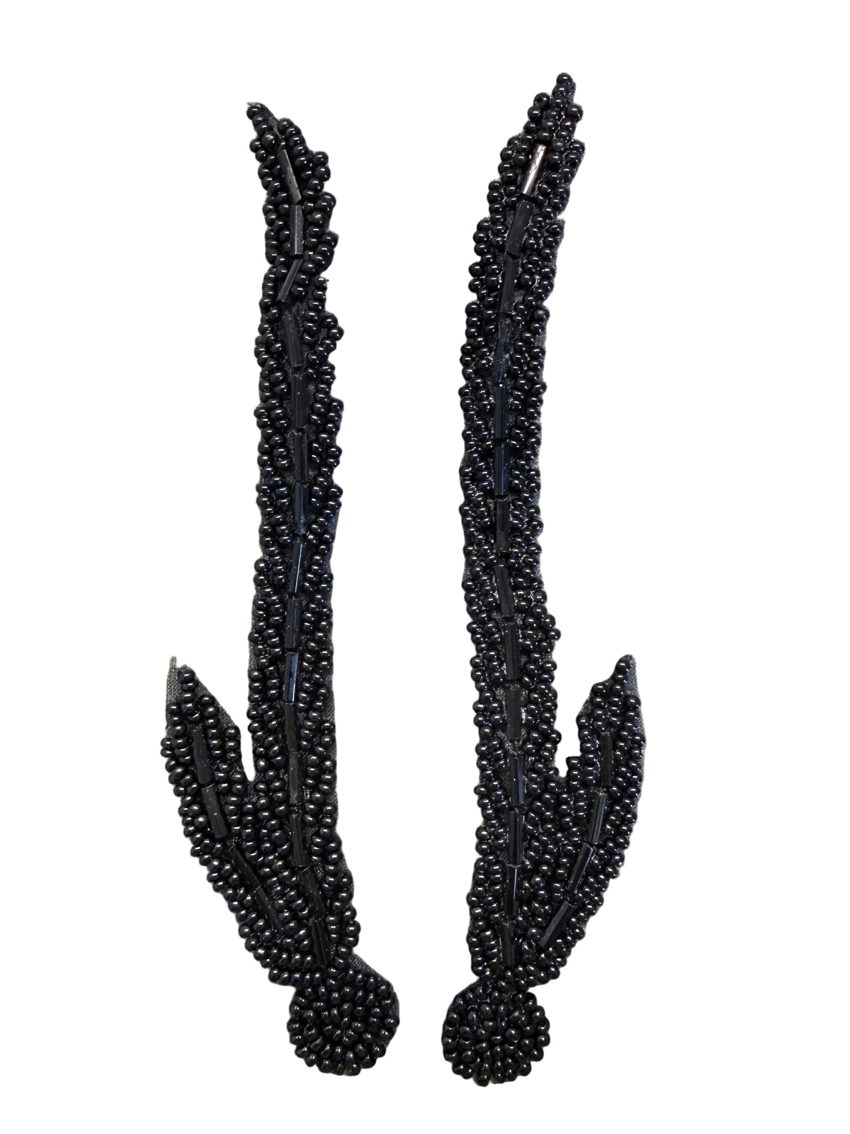 Black Double Leaf Appliqué Pair – Long 6" x 1.5"