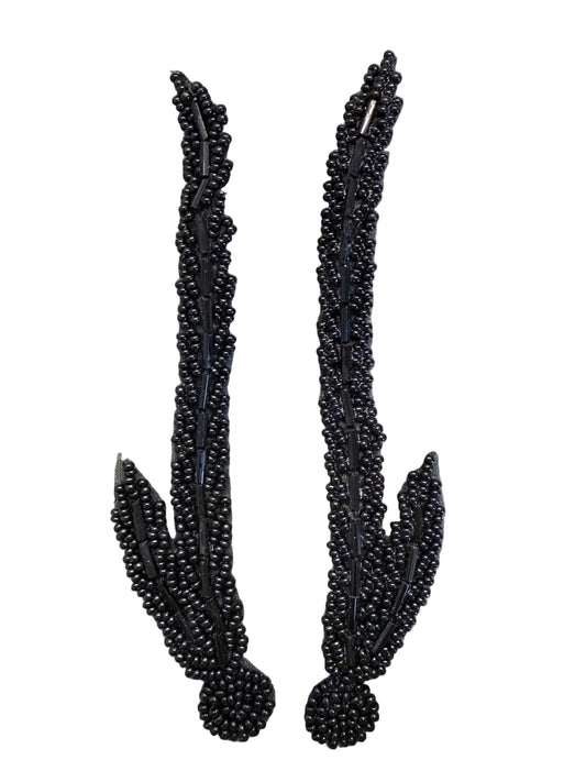 Black Double Leaf Appliqué Pair – Long 6" x 1.5"