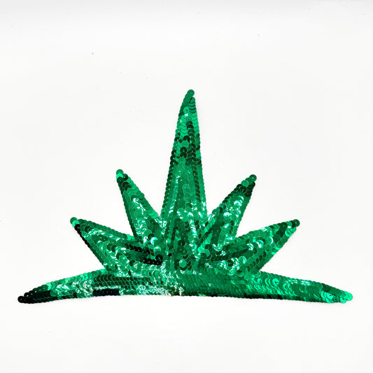 Sequin Designer Motif Appliqué with Green Flat Sequins 10" x 6.5"