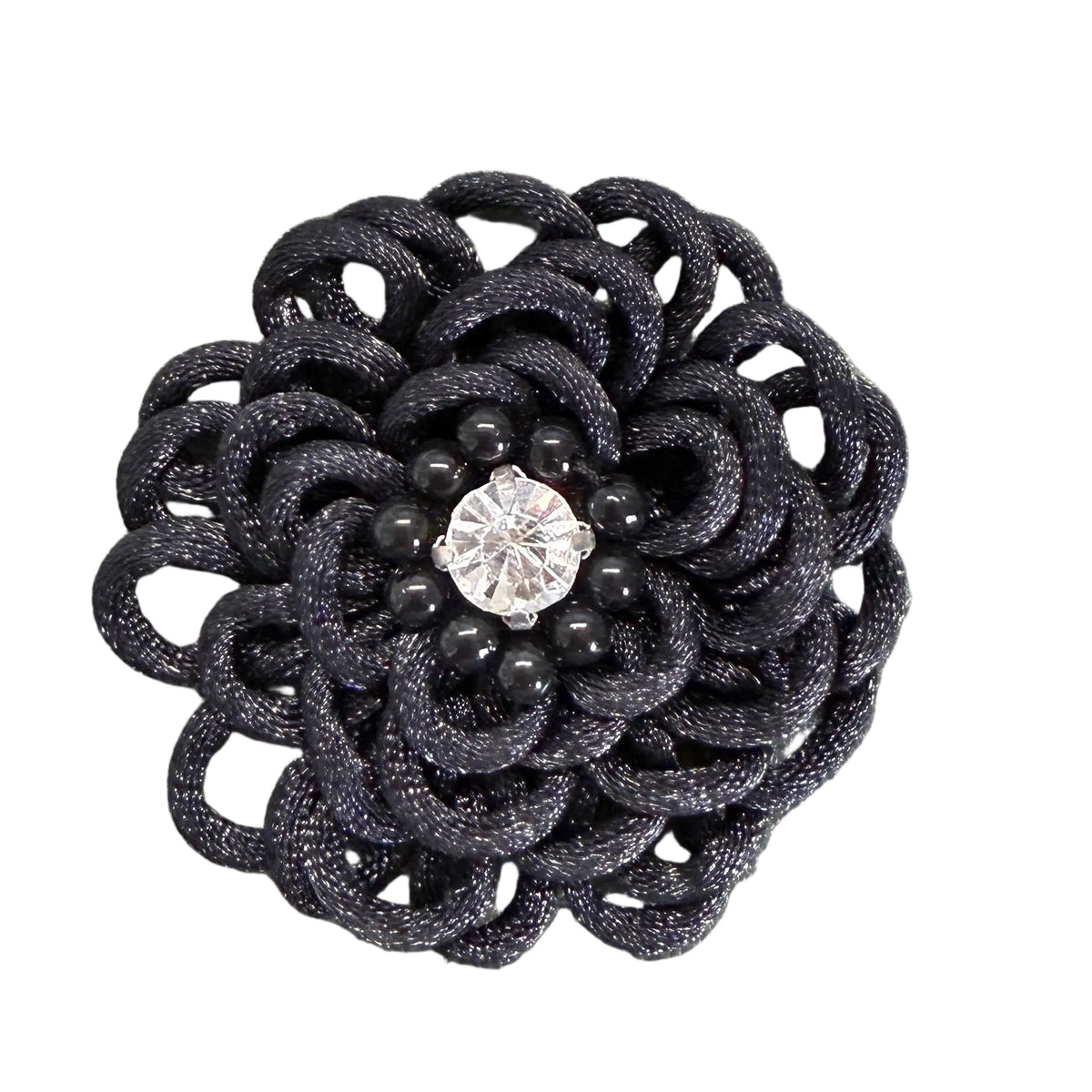 Lazo de satén con borde floral y diamantes de imitación 5 cm