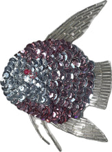 Load image into Gallery viewer, Fish with Silver and Pink Sequins 3.5&quot; x 4&quot;