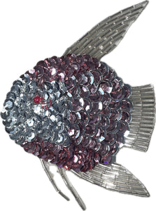 Fish with Silver and Pink Sequins 3.5" x 4"