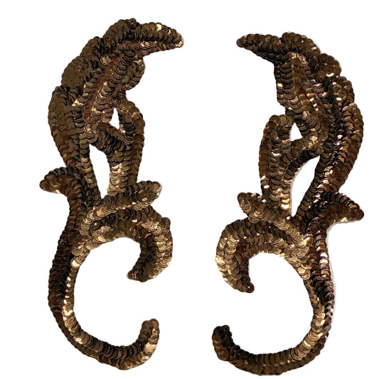 Par de hojas - Lentejuelas de bronce 20,96 cm x 7,62 cm