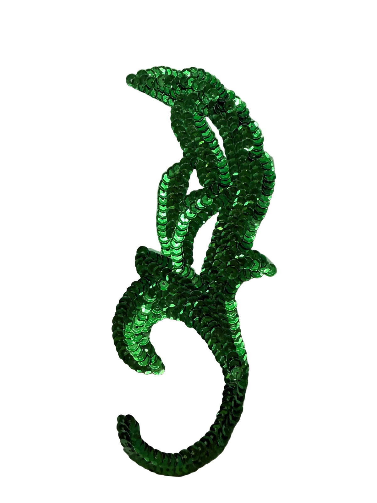 Kelly Green Sequin Leaf Pair Appliqué — 8.25" x 3.25"