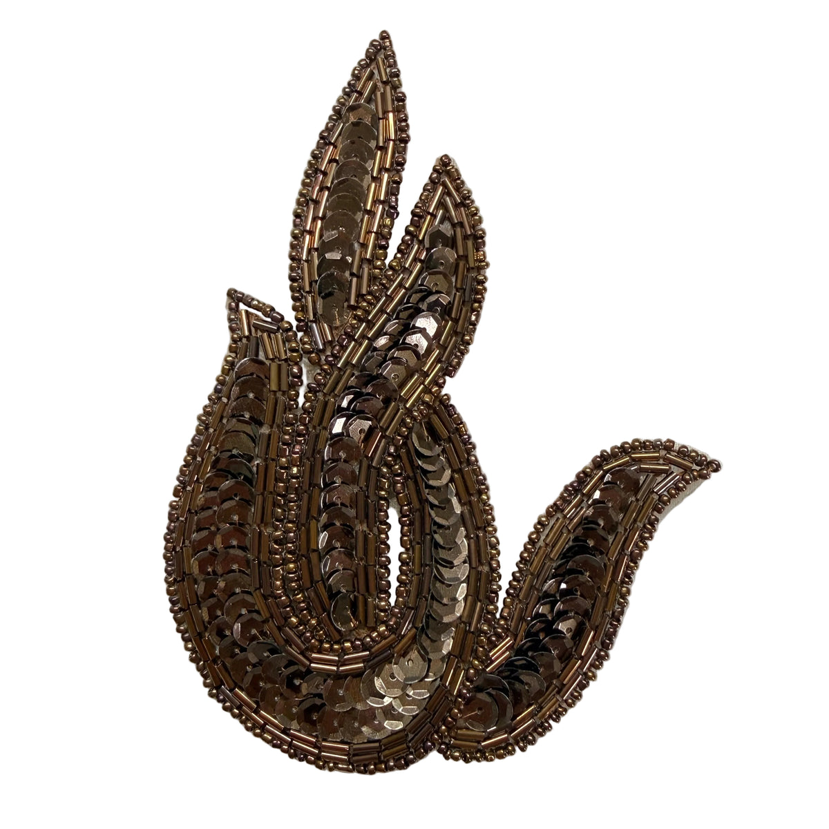 Hoja Retorcida - Lentejuelas/Cuentas Bronce 5.5” x 3.75”