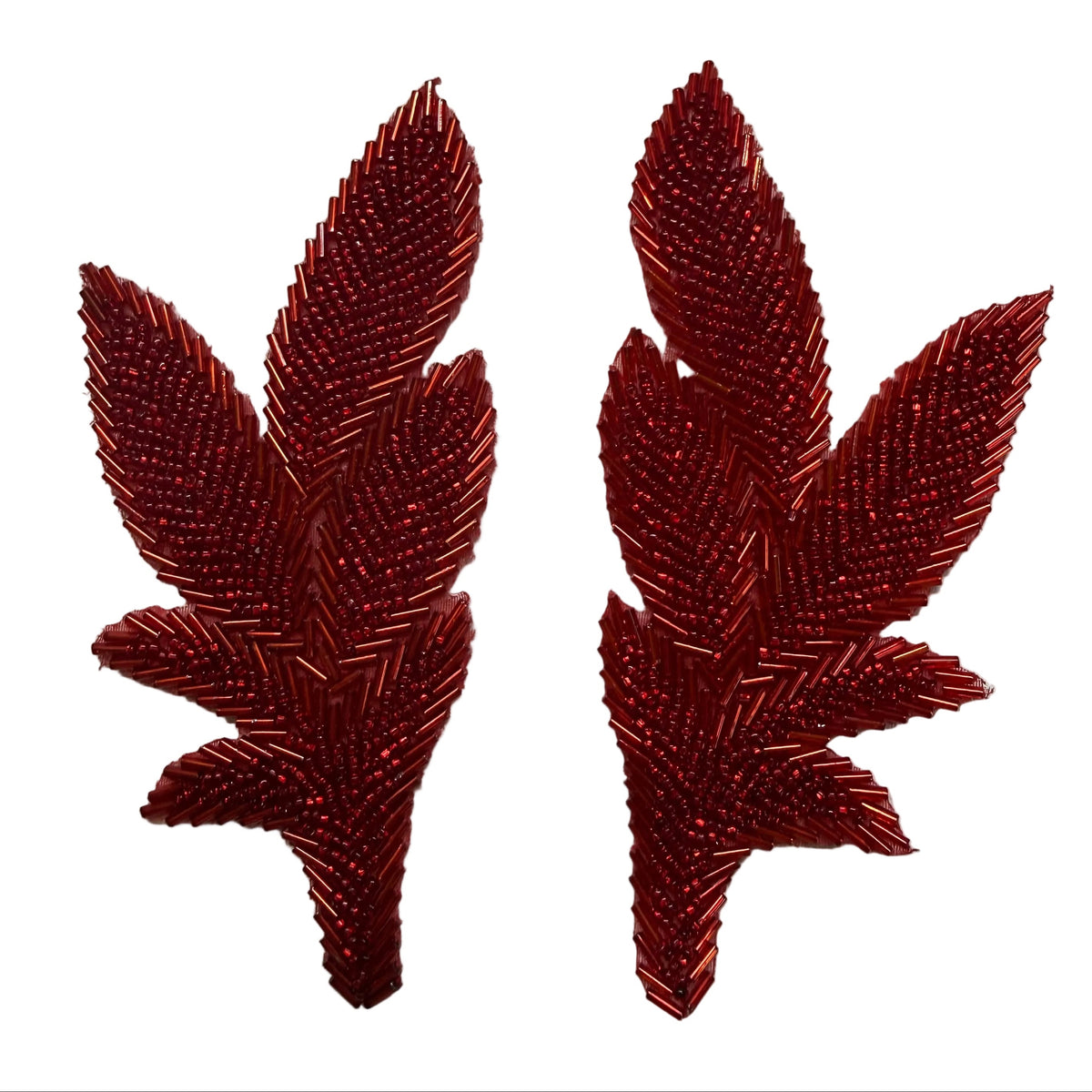 Par de hojas - Cuentas rojas 15,24 cm x 6,99 cm