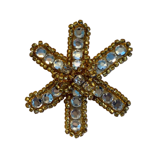 Flor con Cuentas Doradas y Diamantes de Imitación de Alta Calidad 4.45 cm