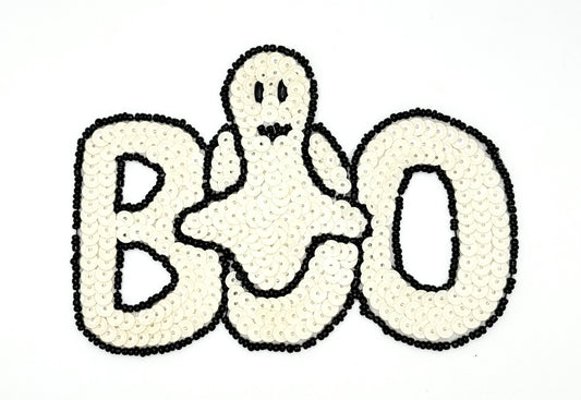 Halloween Ghost Appliqué Popping out of the Word BOO 3.5" X 5"