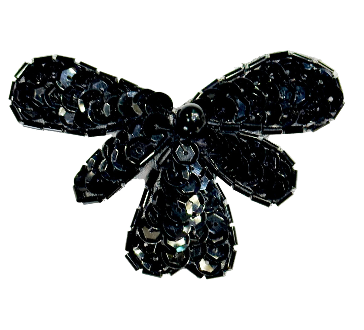 Flower with Black Sequins and Beads 3.25" x 2.25"