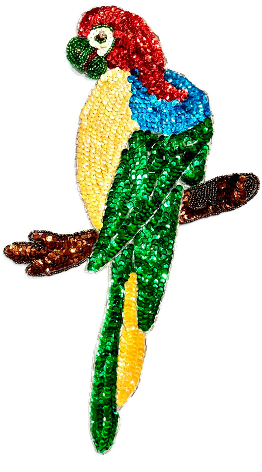 Gorgeous Parrot with Multicolored Sequins and Beads 14.5" x 8"