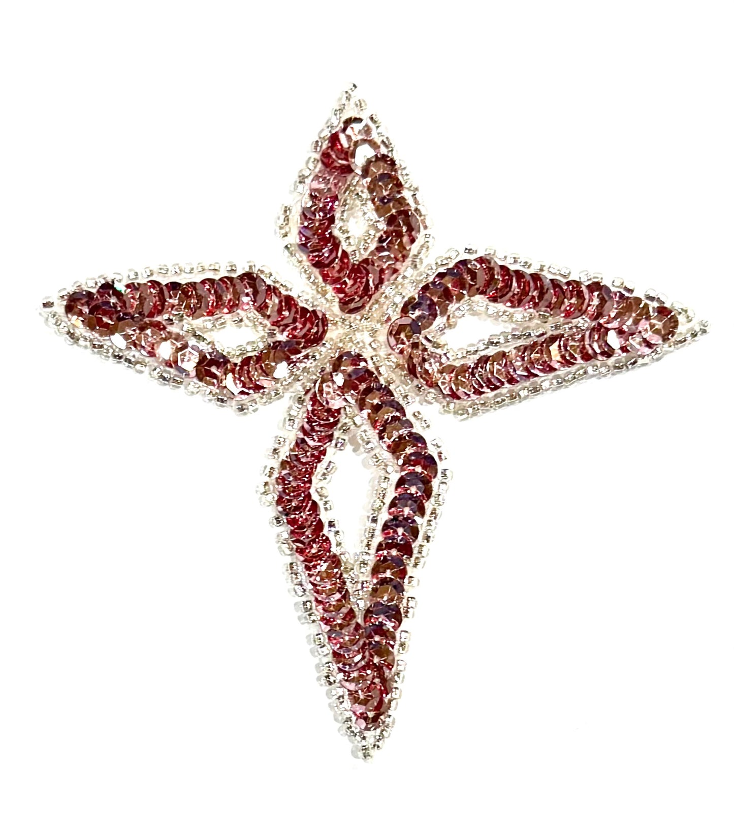 Designer Motif with Pink Sequins and Silver Beads 4.5" x 4.25"