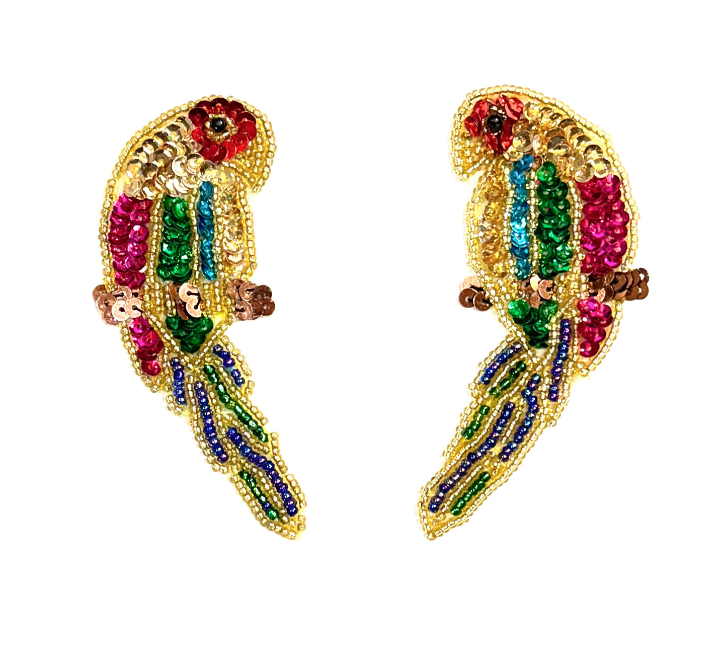 Parrot Pair - Multicolored Sequins/Beads 3.5" x 1.5"