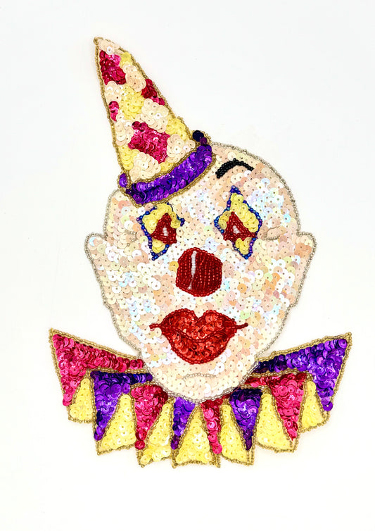 Large Clown with MultiColored Sequins and Beads 9.25" x 6.25"