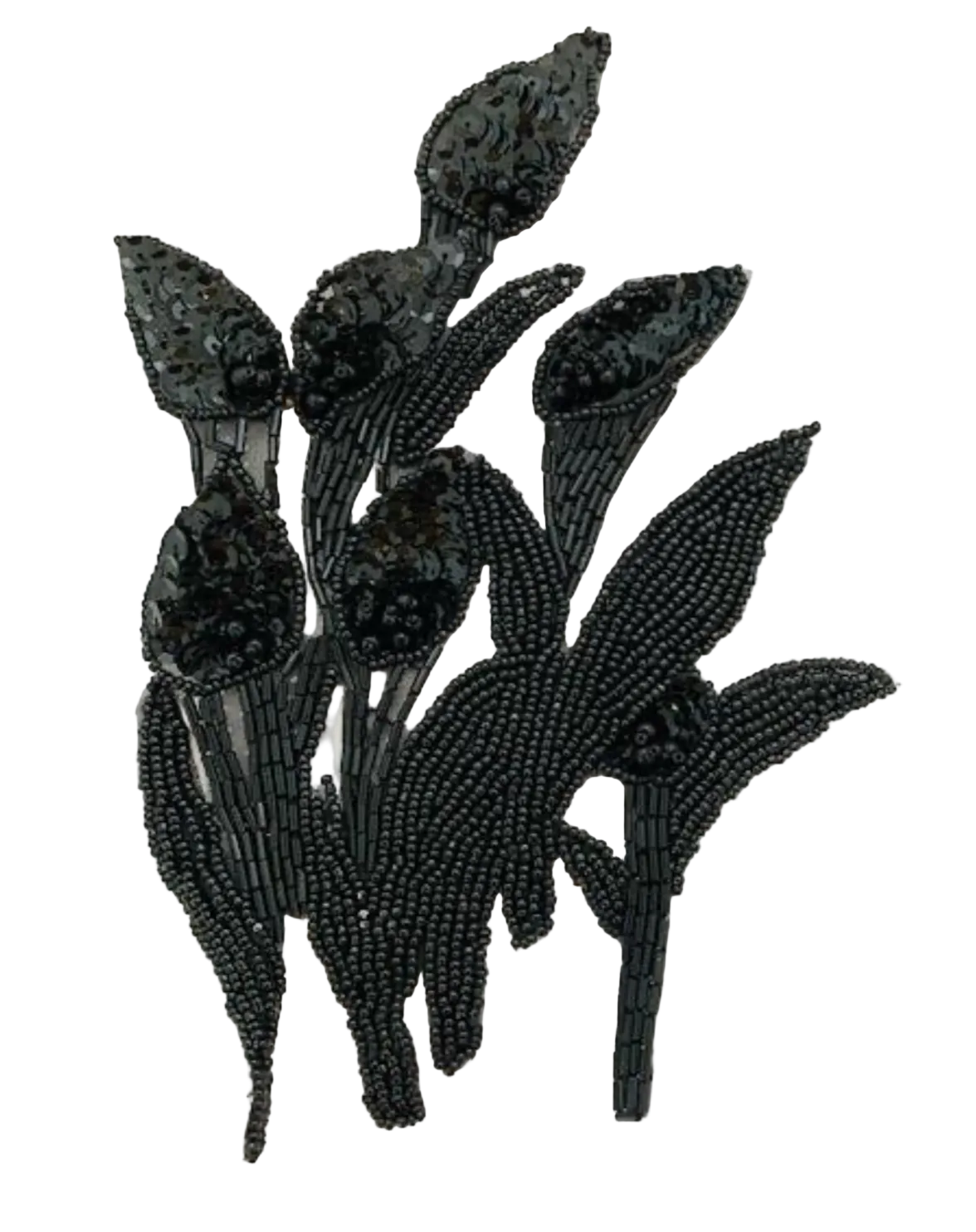 Cala Lily Appliqué with Black Sequins and Beads 8.5" x 6.5"