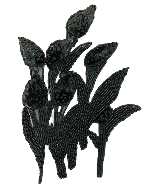 Cala Lily Appliqué with Black Sequins and Beads 8.5" x 6.5"