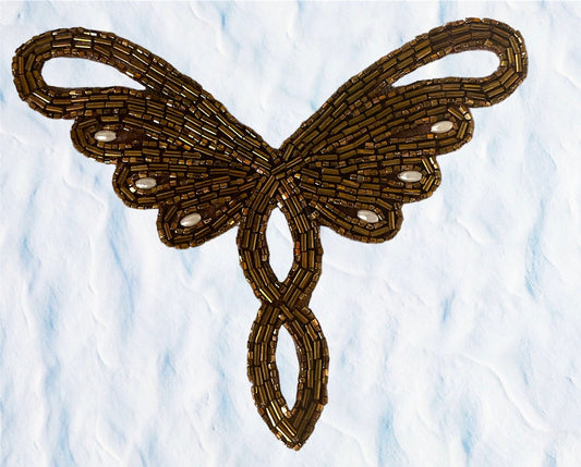 Design Motif with Bronze Beads and Pearls 5.5" x 5"