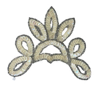 Load image into Gallery viewer, Choice of Color Designer Motif Sequin Crown with Silver Beads 5&quot; x 5&quot;