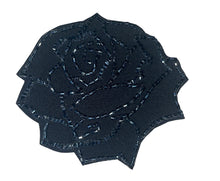 Load image into Gallery viewer, Flower Black with Embroidered Gun Metal Beads 4&quot;