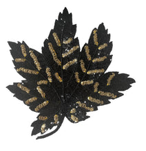 Load image into Gallery viewer, Leaf with Black and Gold Sequins 9&quot; x 9&quot;
