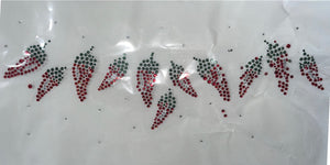 Chili Pepper Heat Transfer Iron-On with Green and Red Leafs 13" x 5"
