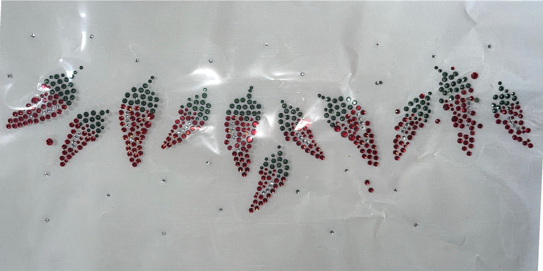 Chili Pepper Heat Transfer Iron-On with Green and Red Leafs 13