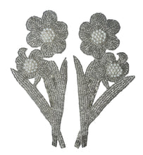 Load image into Gallery viewer, Flower Pair with Silver Beads 7&quot; x 3.5&quot;