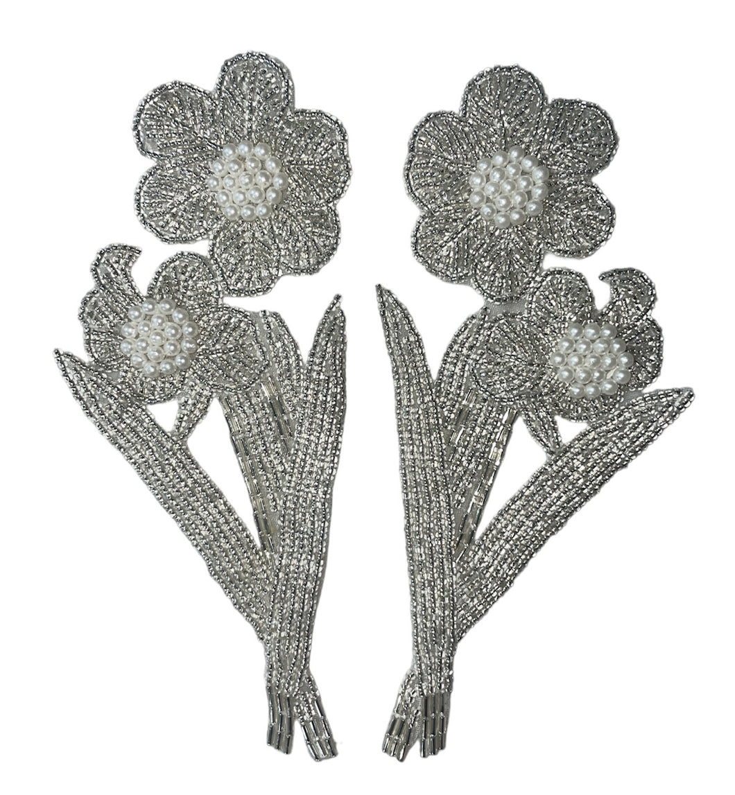 Flower Pair with Silver Beads 7