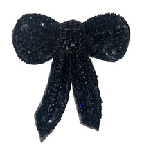 Load image into Gallery viewer, Bow Black Sequins and Beads 4&quot; x 3.5&quot;
